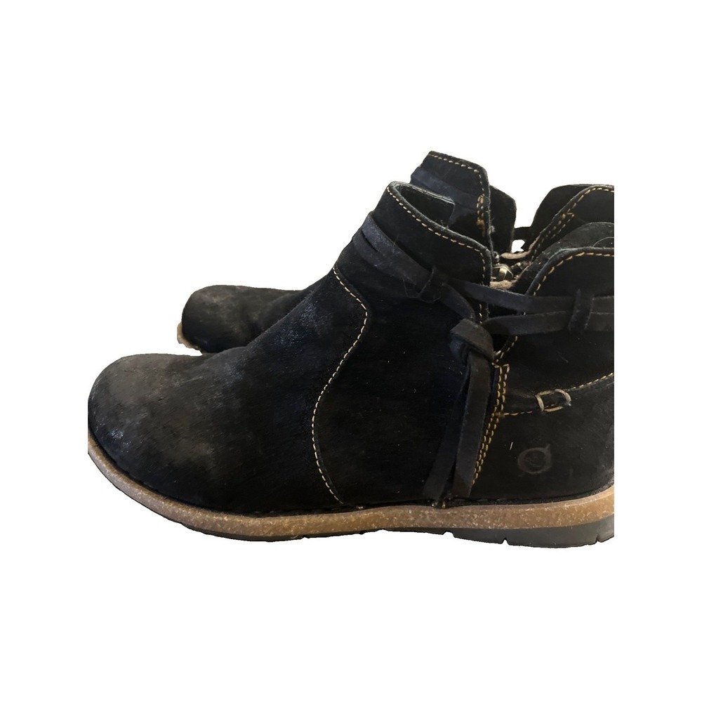 Born Booties Women 8 Black Suede Miki Distressed Leather Ankle Boots Handcrafted - Picture 6 of 8